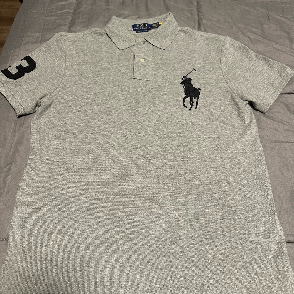 Ralph Lauren Light Gray Polo Shirt with Black Accents